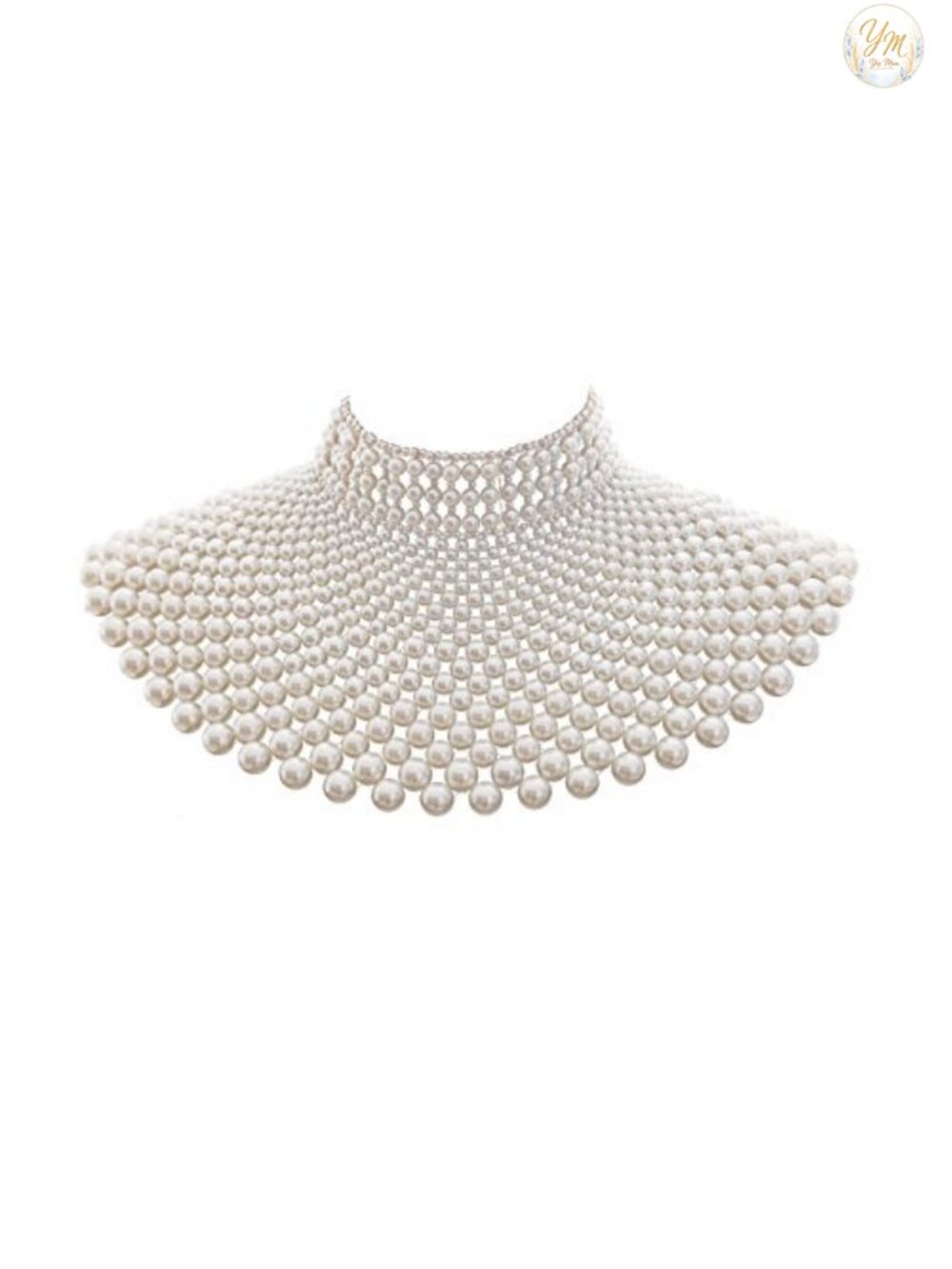 Handmade Beaded Bib Pearl Necklace Collar Statement Choker Dress Accessory